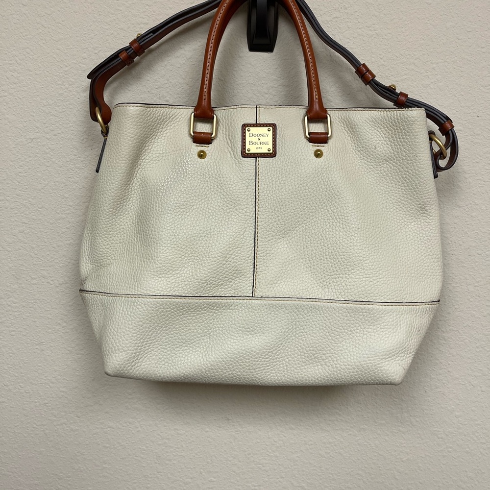 Dooney & Bourke Cream Leather Tote Bag